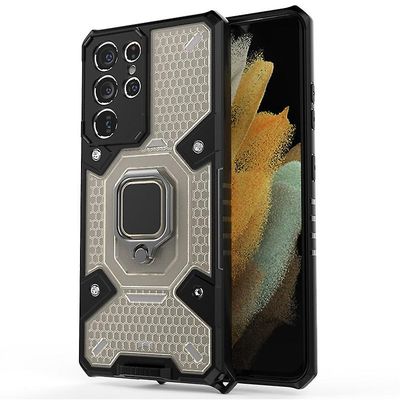 Stødsikker rustning sag for Samsung note10 plus med støttefod all inclusive dække grå rpc113