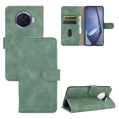 Etui til Oppo Ace2 Cover Premium Læder med kortholder Flip Folio Magnetisk Etui Coque - Sort Grøn