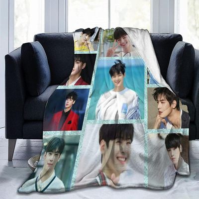 Cha Eun Woo myk og komfortabel varm fleece teppe for sofa, kontor seng bil leir sofa koselig fluffy plysj kaste tepper Beach tepper 80x60in 200x150cm