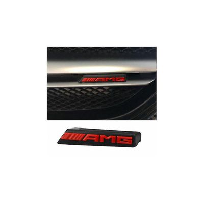 Svart / rød Mercedes AMG Front Grill Bonnet Badge Emblem Bumper Grill Badge Emblem 85mm X 15mm Ty