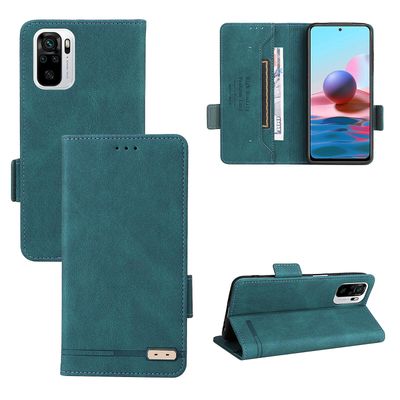 Gangxun Etui til Xiaomi Redmi Note 10s læderetui Folio Flip med kreditkortspor Etui Coque Grøn