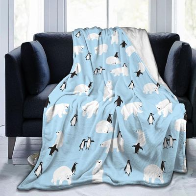 Isbjørn Penguin Fleece Kast Teppe Koselig Myk Plysj Lett Teppe For Sofa Sofa Seng 80x60in 200x150cm