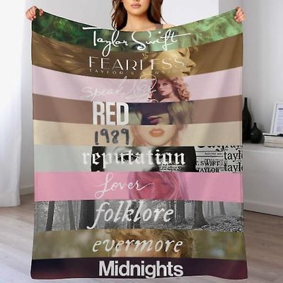 Taylor Swift Singer Blanket Super Soft Flanell Swift Red 1989 Kasteteppe, Musikk Album Cover Gift TS-1 80x60inche