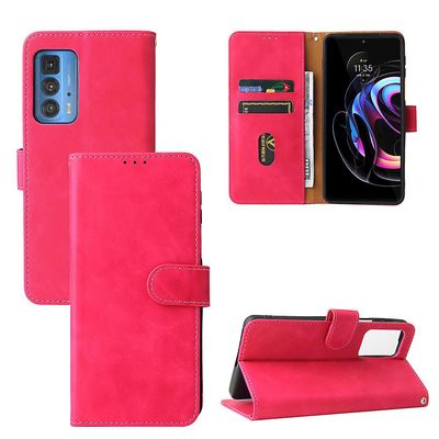 Etui til Motorola Moto Edge 20 Pro Cover Premium læder med kortholder Flip Folio magnetisk etui Etui Coque - sort Pink