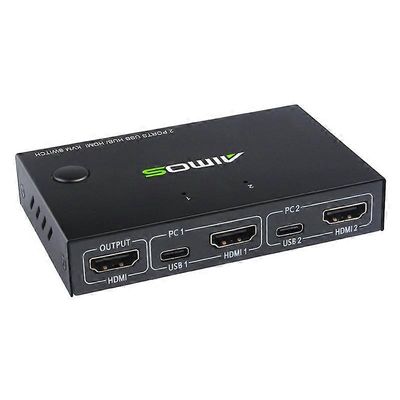 AIMOS AM-KVM201CC 2 -portit USB HUB HDMI KVM -kytkin ilman jatkojohtoa