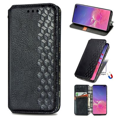 Kompatibel med Samsung Galaxy S10 Plus Flip Case Etui Vintage Wallet Flip Cover med magnetisk lukning Coque - Blå sort
