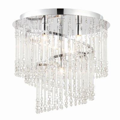 Endon Collection Lighting Camille 4 Lys spiral Flush Loft Light Chrome, Klart glas, G9