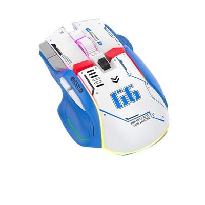G6 trådløs spillmus 3 moduser 4000 11 RGB bakgrunnsbelyst oppladbar stille datamaskin spillmus-whit BlåHvit