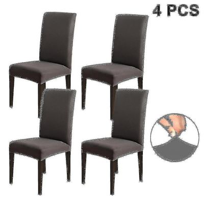 4 Pack spisebordsstol ipcovers stretch aftagelig vaskbar Mørk grå