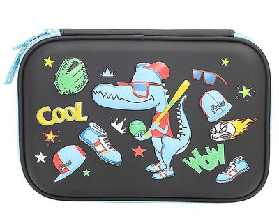 Kaxidy Stor kapacitet blyant taske cool dinosaur print Sort