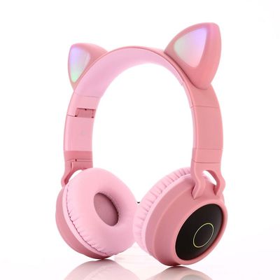 BT028C Cat Ear Bluetooth 5.0 -kuulokkeet LED-valolla Vaaleanpunainen