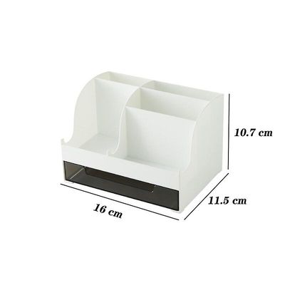 Skrivebordstilbehør Pen holder Desktop Organizer med skuffe, hvid farve