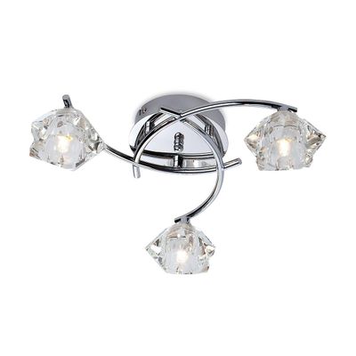 Firstlight Lighting Clara 3 Light Flush Multi Arm Loft Light Chrome, Klart glas, G9