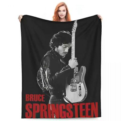 Kerota Vintage Bruce Springsteen Cool Singer Peitot Fleece Print Cozy Warm Throw Peitot vuodevaatteisiin Matka Pehmo ohut peitto 125x100cm