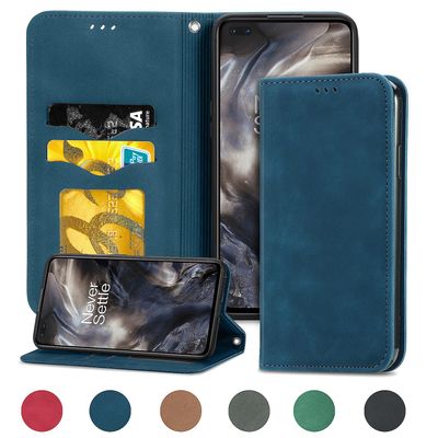 Gangxun Case For Oneplus Nord Magnetisk Lukning Læder Tegnebog Cover Housse Etui Shockproof - Blå