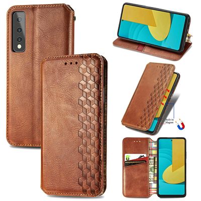 Kompatibel med Lg Stylo 7 5g Flip Case Etui Vintage Wallet Flip Cover med magnetisk lukning Coque - Blå brun