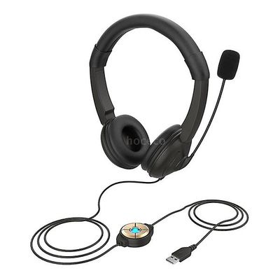 Usb kablet headset med støjreducerende mikrofon på ørecomputerens hovedtelefon Call Center Øretelefon lydstyrkekontrol Højttaler Mikrofon Lydløs ju...