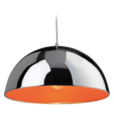 Firstlight Lighting Bistro 1 Light Dome Loft Vedhæng Krom, Orange Inside, E27