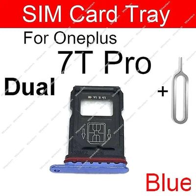 Sim-kortskuffholder for Oneplus 6 6t 7 7t Pro Sim-spor Socket SD-kort Memmory-leser Flex-kabelutskifting Reparasjonsdeler 7T Pro blå