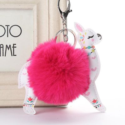 Dejlig Alpaca Blomstermotiver Key Chain Bag Vedhæng Bil Mei rød