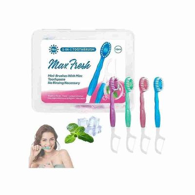 5 in 1 hammasharja ja hammaslanka, kertakäyttöiset minihammasharjat liikkeellä ollessasi Sekoita makuja 10pcs