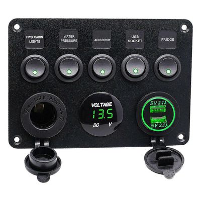 5 Gang 12v/24v Inline-sikring Box Led Switch Panel Dual USB Bilbåt Truck Camper