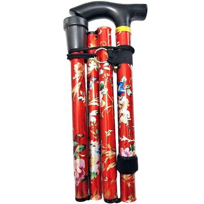 Taitettava kävelykeppi teleskooppinen ulkovaellussauva kainalosauva vaellusta varten Punainen