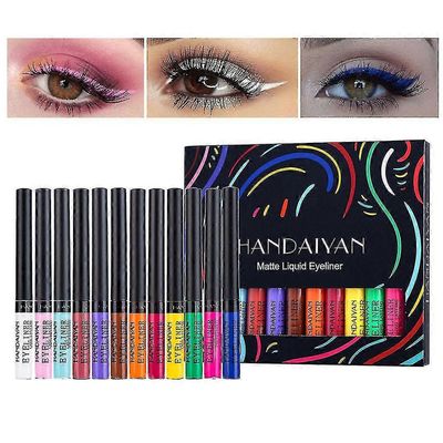 12 väriä matta värikäs nestemäinen eyeliner-setti värigeeli eyeliners vedenpitävä korkea pigmentoitu tahrankestävä pitkäkestoinen meikkityökalu