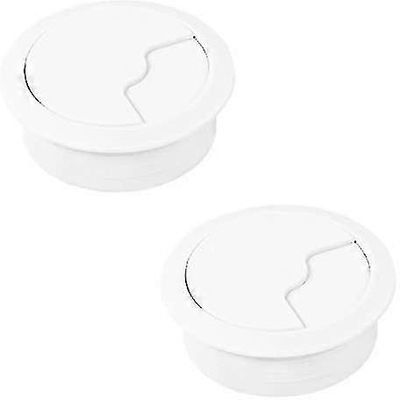 Kaapelin läpivienti | Toimisto | Kaapelipistorasian reikä 60 mm | 2 langatonta pyöreää kaapeliläpivientiä | Valkoinen muovi