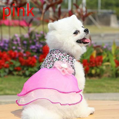 Witdreamer Sommer Hund Tøj Kat Hanbok Pet Supplies Hund Floral Nederdel Teddy Dress Pink L