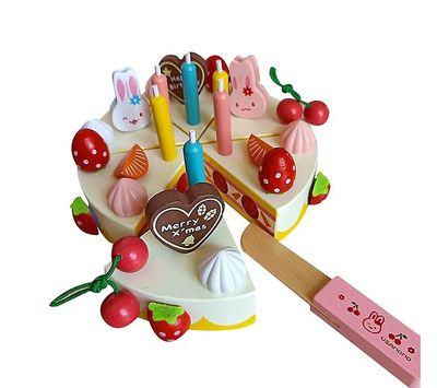 Yunshu Fødselsdagsfest Cake 6 Stearinlys Træ Play Food Kid's Legetøj