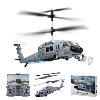 Kauko-ohjattava helikopteri esteiden välttämiseen 1080p-kameralla, 2,4 GHz:n 3,5-kanavainen RC-helikopteri LED-valoilla, yhden näppäimen lentoonläh...