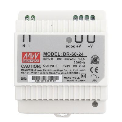 DR-60-24 60W yhden lähdön 24V Din kiskovirtalähde AC / DC hakkurivirtalähde