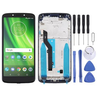 Tft LCD-skjerm for Motorola Moto G6 Play Digitizer Full montering med ramme (svart)