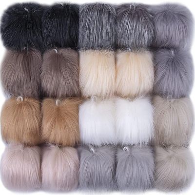 20 kpl DIY Faux Fox Fur Pörröinen Pom Pom Joustavalla silmukalla Hatut Avaimenperät Huivit Käsineet Laukut Laukut kuvan mukaisesti