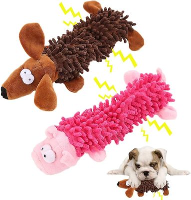 Tianzun 2pcs Dog Leker, Dog tygge leker for aggressive chewers, Dog knirkende leker plysj leketøy for hunder, Interaktiv Dog tygge leker Brun rosa