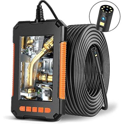 Industrielt boreskop, dobbelt hode borescope inspeksjonskamera, 1080p hd dual lens digitalt boreskop, 4,3 tommers lcd-skjerm, ip67 vanntett, med 8 led