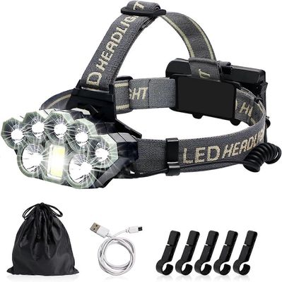 tehokas ladattava ajovalaisin, erittäin kirkas 18000 lumenia 8 LED USB -ajovalaisin, vedenpitävä ajovalaisin retkeilyyn, kalastukseen, luolaan, len...
