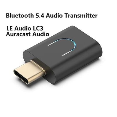 Tebe LE Audio LC3 BT 5.4 Audio mitter -LL/HD Type-C langaton stereomusiikkisovitin Auracastilla Musta