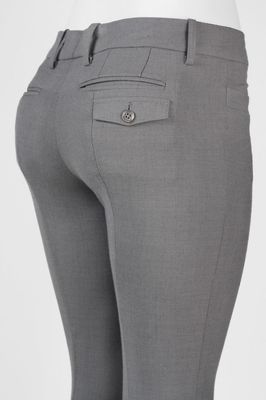 Mid Waist Solid Uld Bukser GRÅ 4