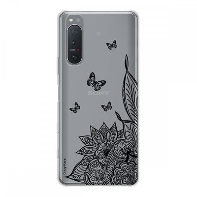 Crazy Kase Hull Til Sony Xperia 5 Ii i Silikone Soft 1 Mm, Mandala Flower og Black Butterfly