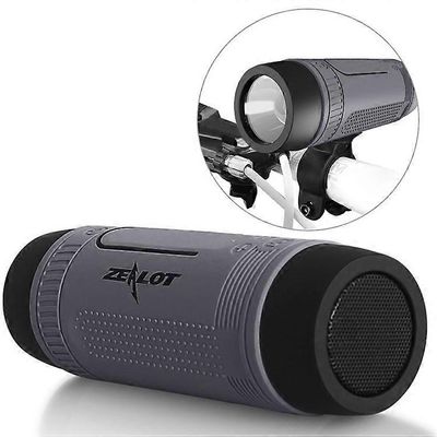 ZEALOT S1 ulkopyöräteline vedenpitävä langaton Bluetooth-kaiutin taskulampulla / virtapankilla / TF / FM-toiminnolla Harmaa