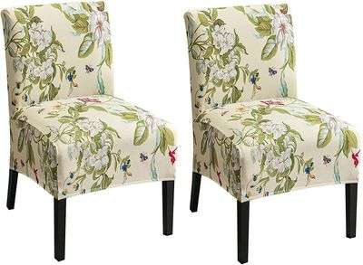 Linkrunning 2 stk Trykt armløs stol slipcover Stretch armløs accent stol betræk aftagelig accent tøfler stol betræk til stue spisestue hotel armløs