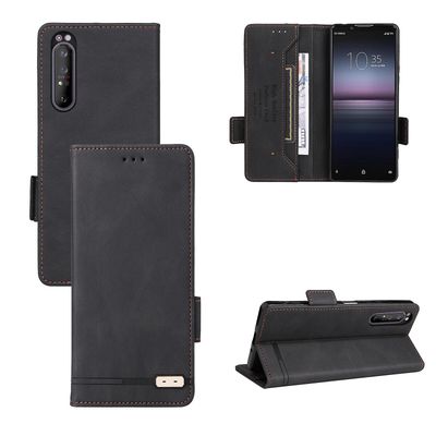 Gangxun Etui til Sony Xperia 1 ii læderetui folio flip med kreditkortspor Etui Coque Sort