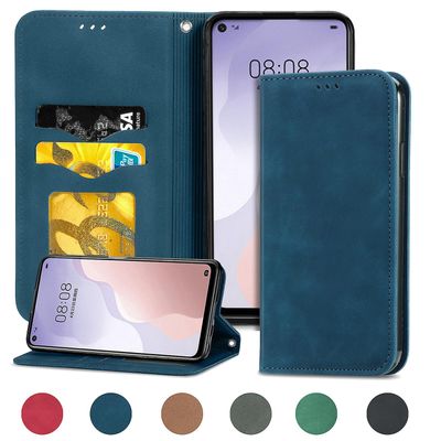 Gangxun Sag For Huawei P40 Lite Magnetisk Lukning Læder Tegnebog Cover Housse Etui Shockproof - Blue