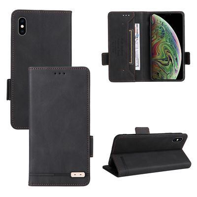 Gangxun Etui til Iphone Xs Max læderetui Folio Flip med kreditkortspor Etui Coque Sort