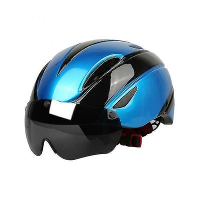 Xixi Sähköinen skootterikypärä visiirimagneettisilla suojalaseilla 58-61cm miehille naisille Sininen musta