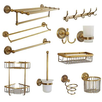 Antiikkinen veistetty kylpyhuone laitteistosarjat kiinteä messinki eurooppalainen kylpyhuone tarvikkeet asetettu harjattu kylpyhuone tuotteita (hyl...