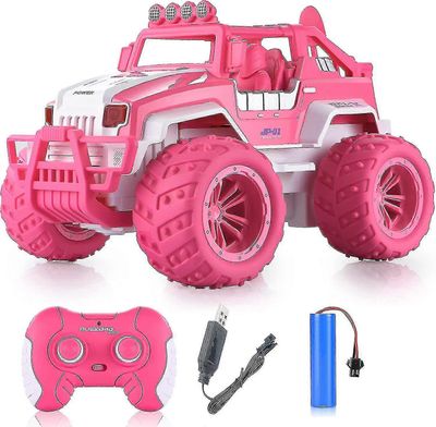 1:12 Mittakaavan off-road Pink Monster RC -kuorma-autot automaattitilalla, 40 minuutin toistoaika, 2,4 GHz: n kauko-ohjattava auto, led-valo, säily...