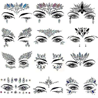 Zhuopai 10pcs Face Sticker Diamond Face Dekoration Makeup Festival Carnival Party
